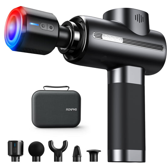 RENPHO Massage Gun with Heat and Cold Head, Muscle Massage Gun for Athletes with Carry Case, Body Massager for Neck Back, Active Heat, Valentines day gifts for Women Men