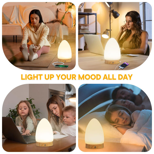Light Therapy Lamp 10000 Lux Sunlight Desk Lamp for Home Office – 3 Color Temperatures (2700–6000K), 5 Brightness Levels, 360° Oval LED Lamp with Timer & Remote Control