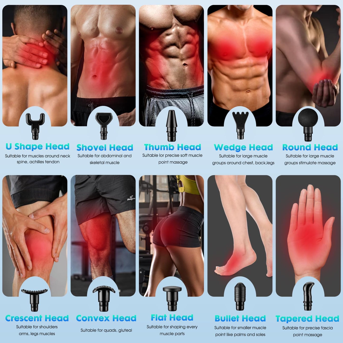 TAIJIMA Massage Gun,Muscle Massage Gun for Athletes,Handheld Deep Tissue Massager,Body Back Muscle Massager with 10 Massage Heads and LCD Touch Screen (Black)