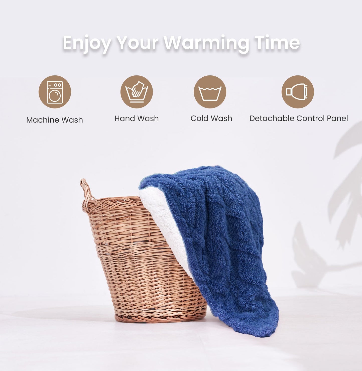 Aheadpret Heated Blanket-Electric Blanket 50"x60" Soft Heated Throw Blanket with 5 Heating Levels & 3 Hours auto-Off,Machine Washable(Blue