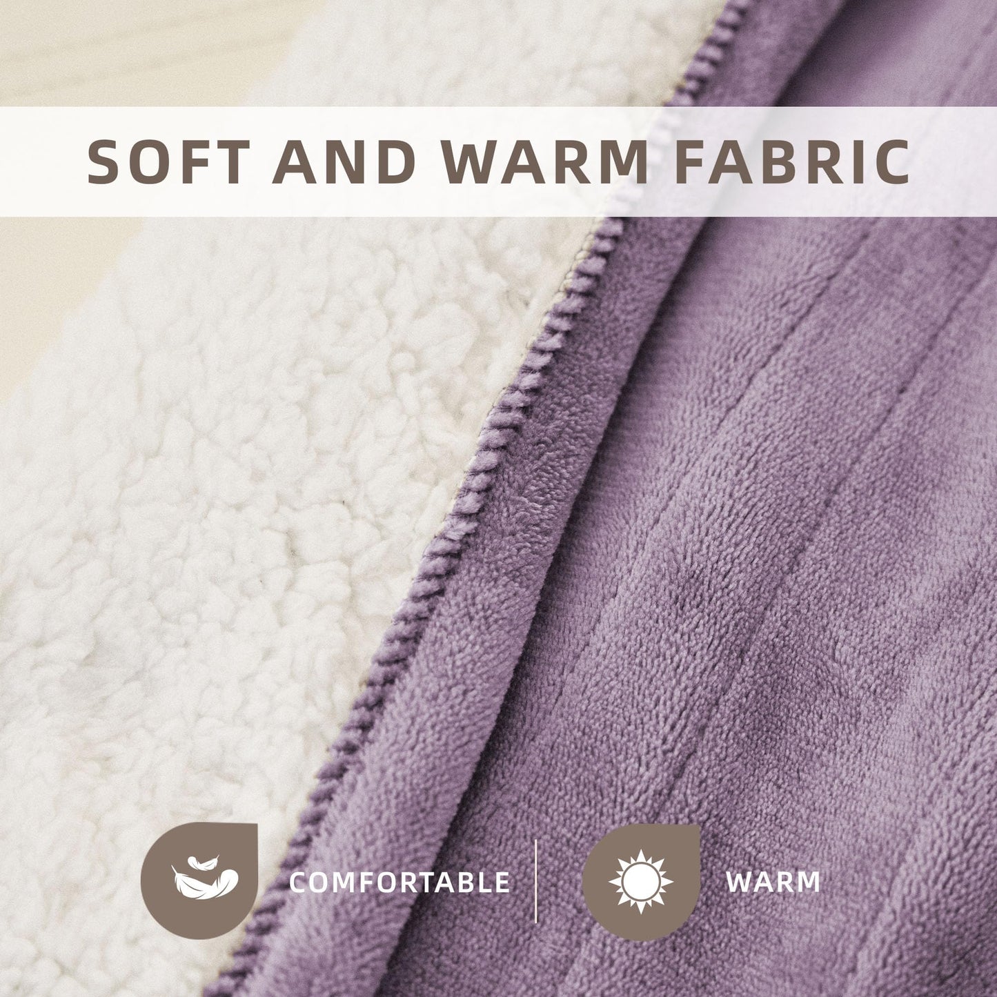 SOGANASA Heated Blanket Throw 50"x60" - Machine Washable Electric Throw Blanket Office Heated Throw Blanket with ETL & FCC Certification 5 Heating Levels 3 Hour Auto-Off Overheat Protection(Purple)