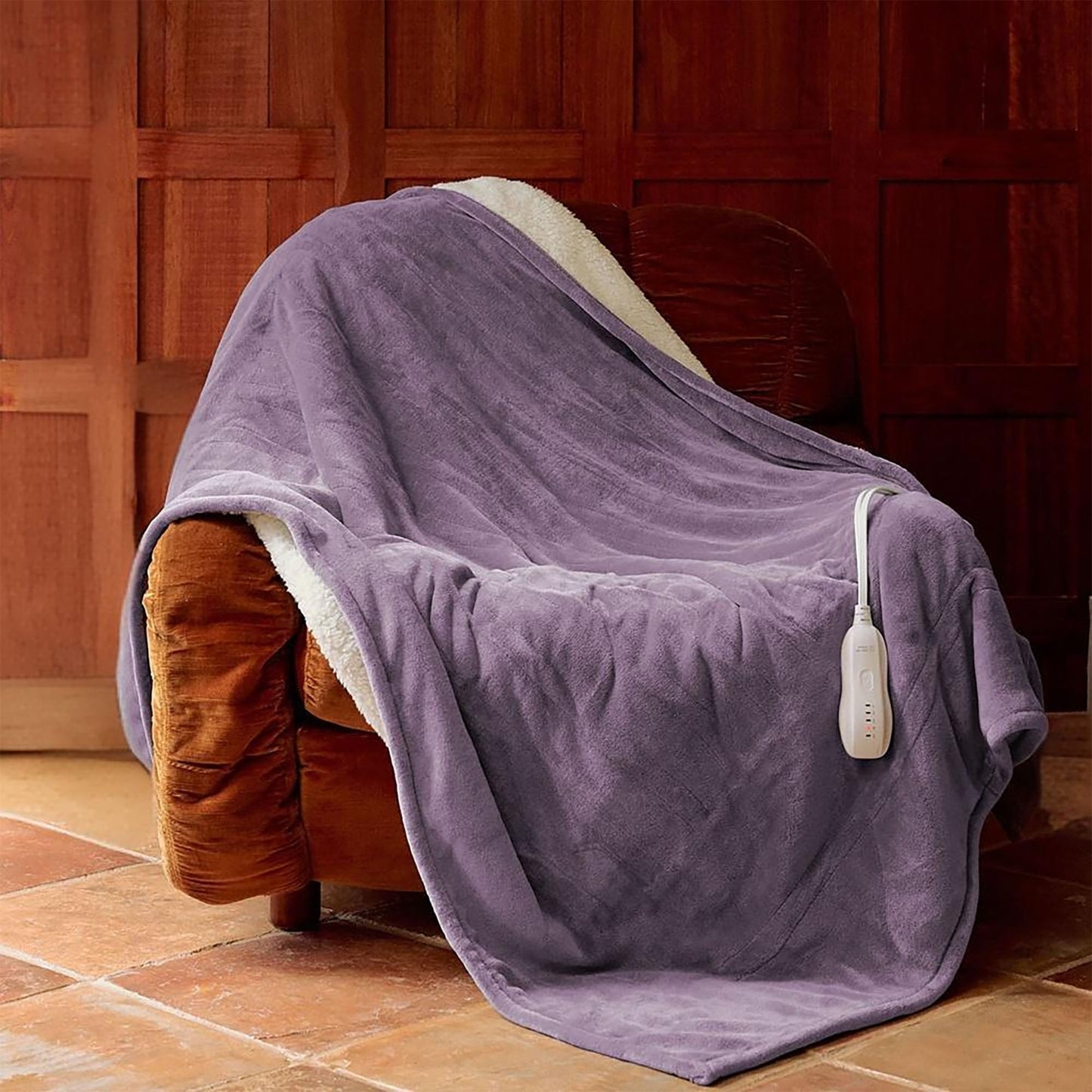 SOGANASA Heated Blanket Throw 50"x60" - Machine Washable Electric Throw Blanket Office Heated Throw Blanket with ETL & FCC Certification 5 Heating Levels 3 Hour Auto-Off Overheat Protection(Purple)