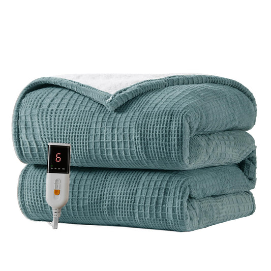 Heated Blanket Electric Blanket Throw 50''X60''-Heating Blanket with 9 Heat Settings-2-10 Hours Auto Off,ETL Certified,Machine Washable (Green)
