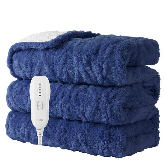 Aheadpret Heated Blanket-Electric Blanket 50"x60" Soft Heated Throw Blanket with 5 Heating Levels & 3 Hours auto-Off,Machine Washable(Blue