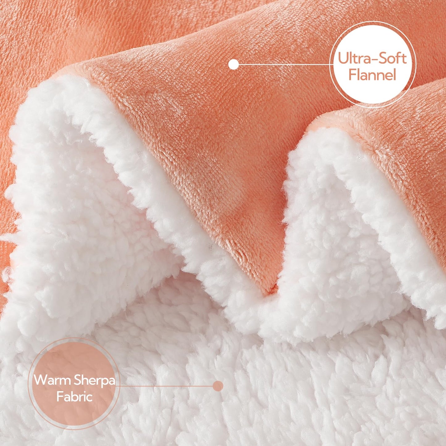 STHYTON Heated Blanket, Heated Throw 50"x60" - Soft Cozy Flannel & Sherpa Fabric Dual-Sided, 9 Heat Settings & 2-10 Hours Auto Off, Electric Heated Throw for Home Office, Light Coral Pink