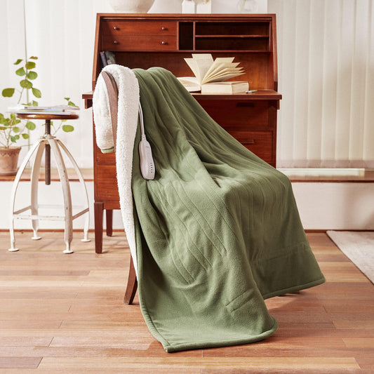 Aheadpret Heated Blanket-Electric Blanket 50"x60" Soft Heated Throw Blanket with 5 Heating Levels & 3 Hours auto-Off,Machine Washable(Green)